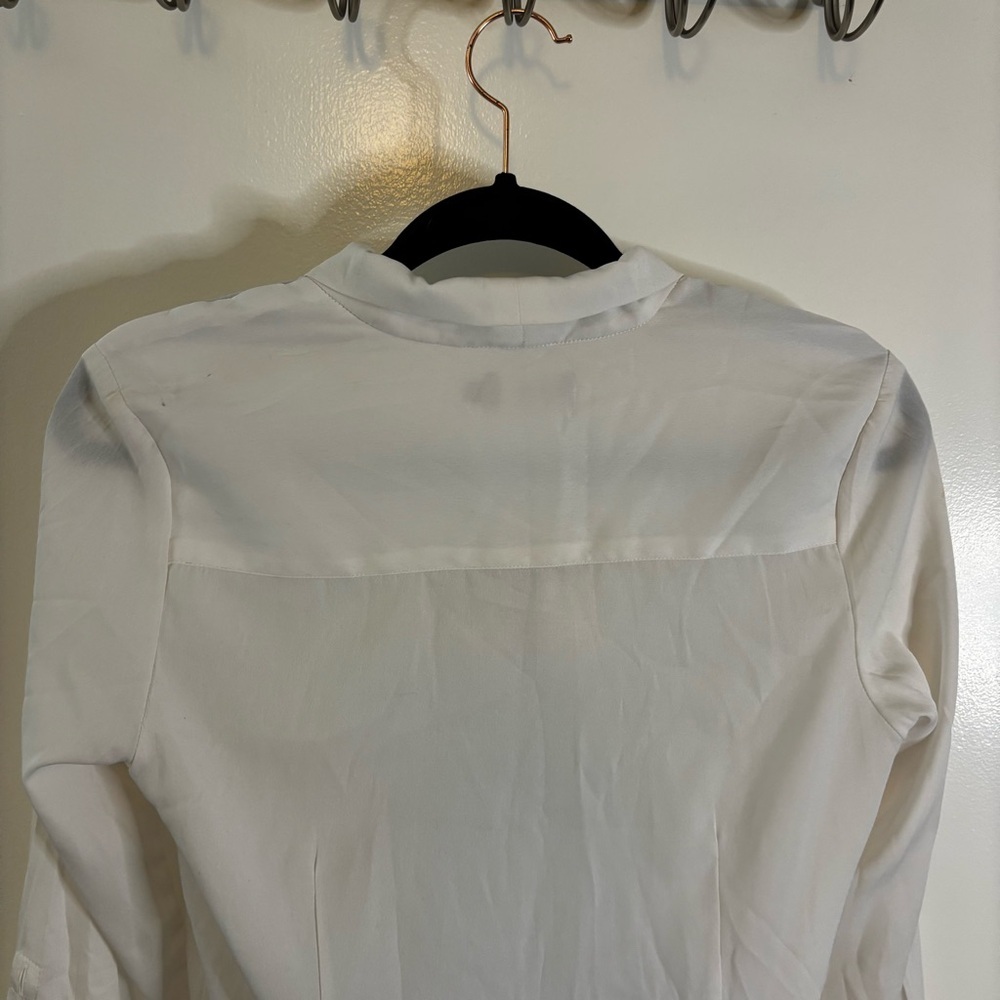 White Button Down Blouse with Bow Tie - Picture 9 of 9